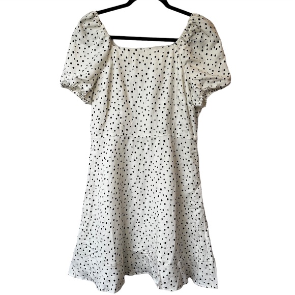 LOFT Dotted Tie Back Flare Mini Dress - Picture 3 of 10